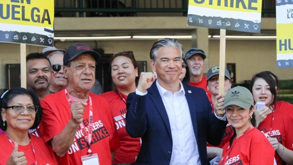 Attorney General Rob Bonta meeting with hotel workers